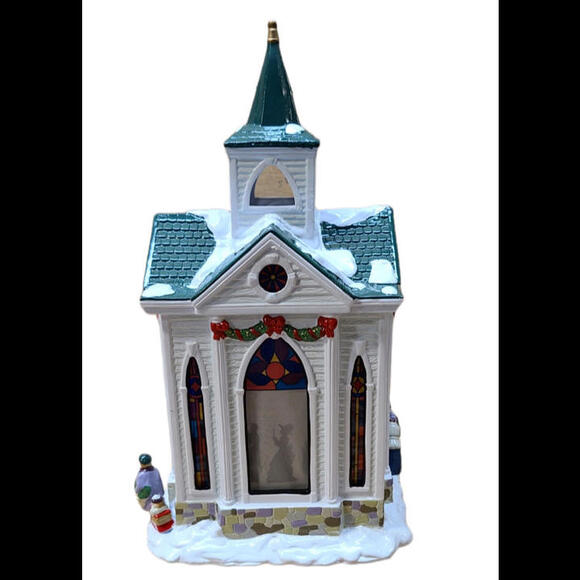Mr. Christmas Lighted Revolving Village Silhouettes Ceramic Small Church 1998 - Picture 4 of 9